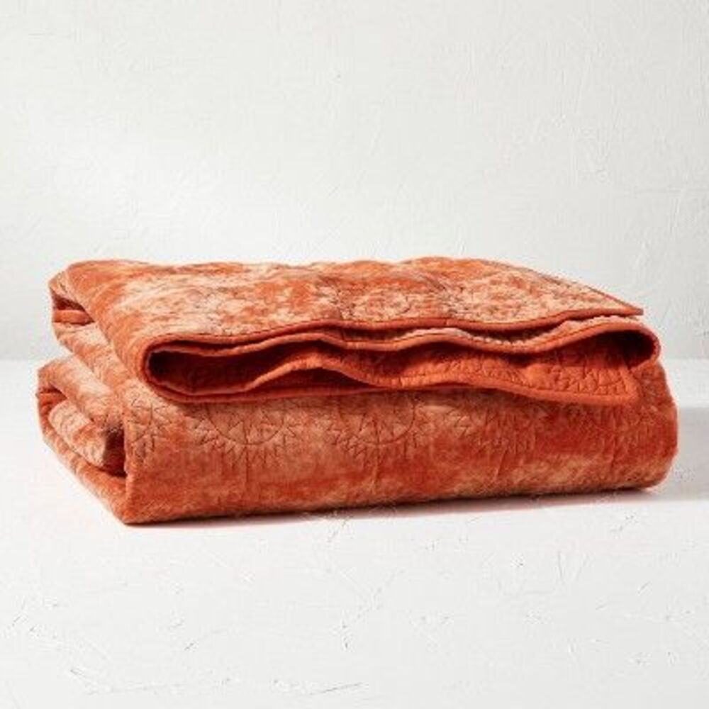 Luxurious Orange Velvet Quilt